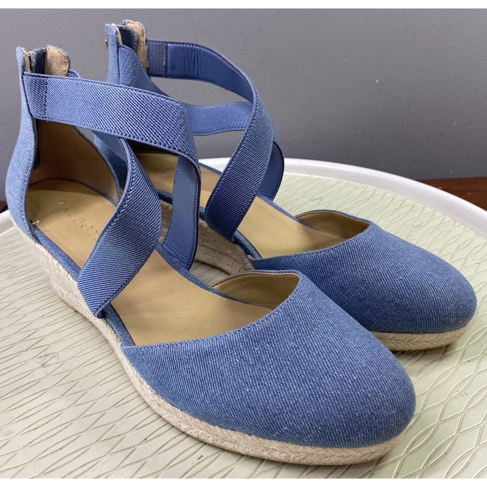 Talbots Lynsday Espadrilles Wedges Cotton Canvas Light Denim Blue EUC 10.5M